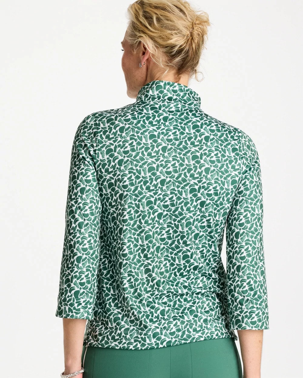 Chico's Zenergy® UPF Paint Snap Mockneck Water Lily Green