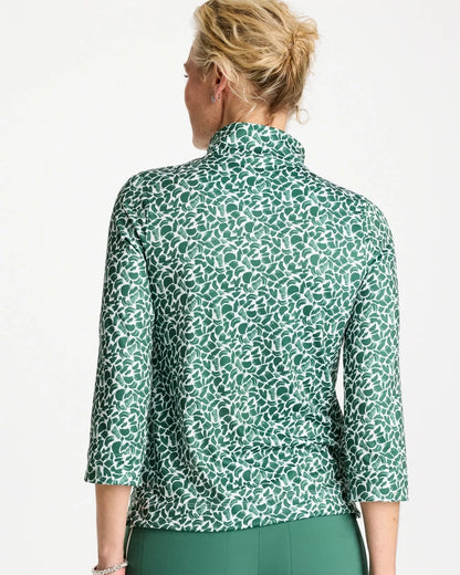 Chico's Zenergy® UPF Paint Snap Mockneck Water Lily Green