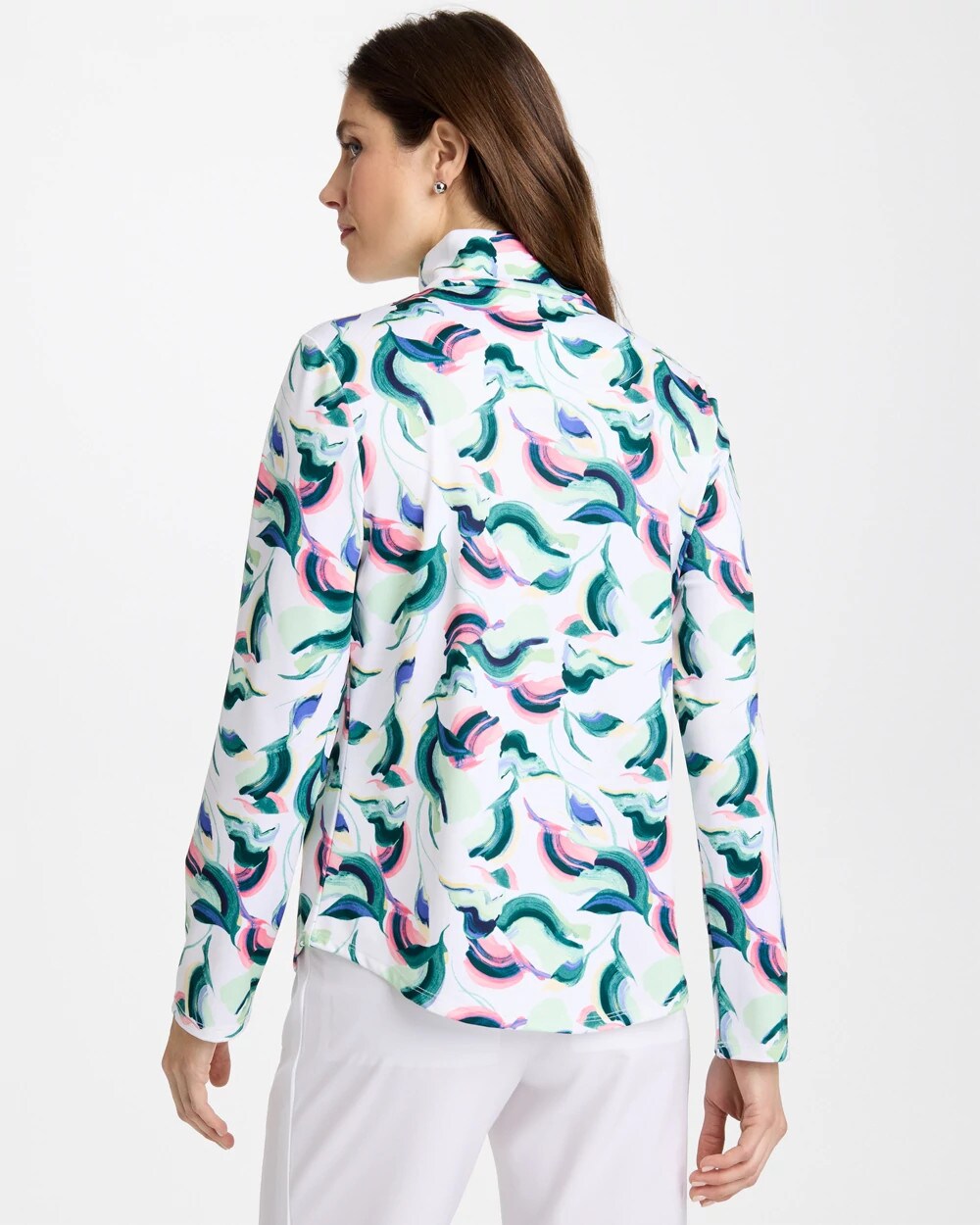 Chico's Zenergy® UPF Blooms Mock Zip Polo Blossom
