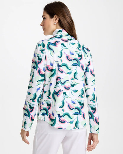 Chico's Zenergy® UPF Blooms Mock Zip Polo Blossom