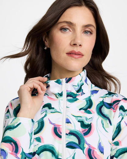 Chico's Zenergy® UPF Blooms Mock Zip Polo Blossom