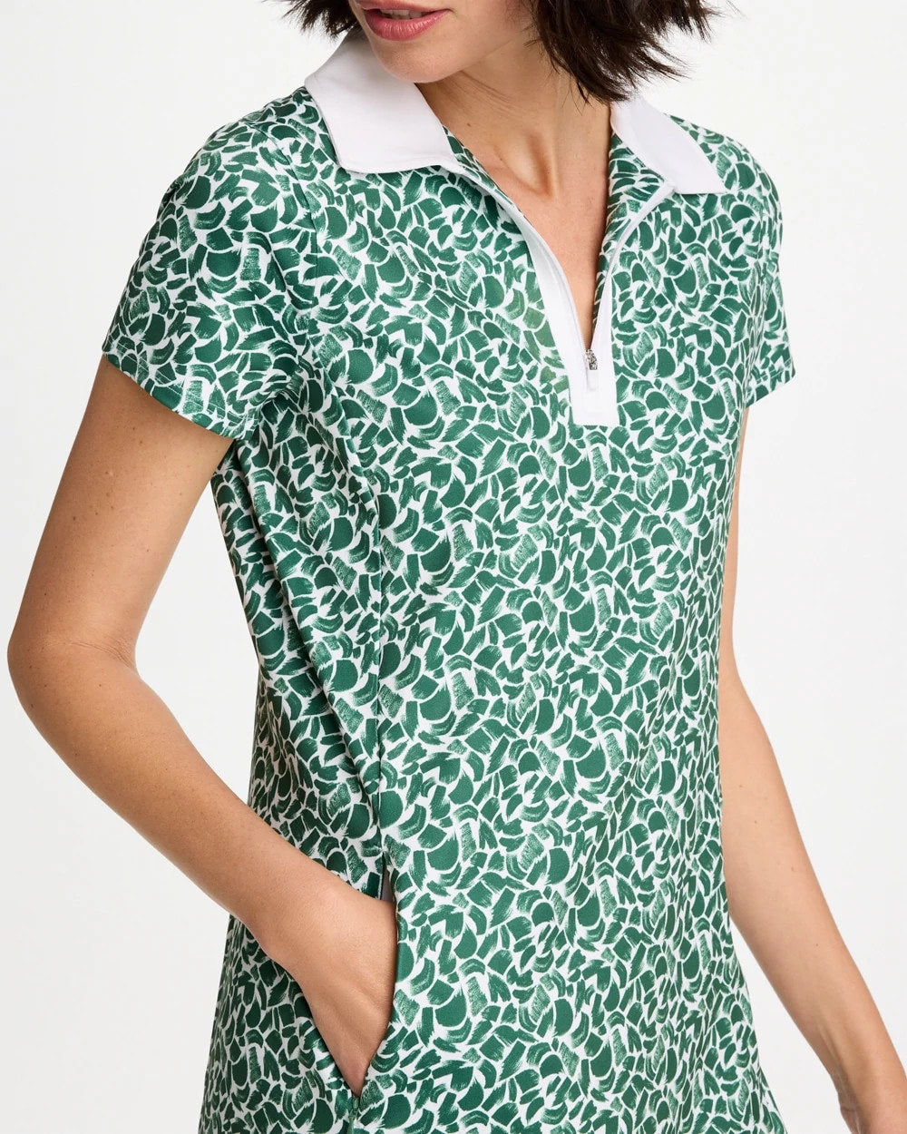 Chico's Zenergy® UPF Paint Contrast Dress Water Lily Green
