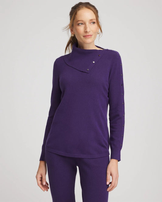 Chico's Zenergy® Luxe Envelope Neck Sweater Purple Elixir