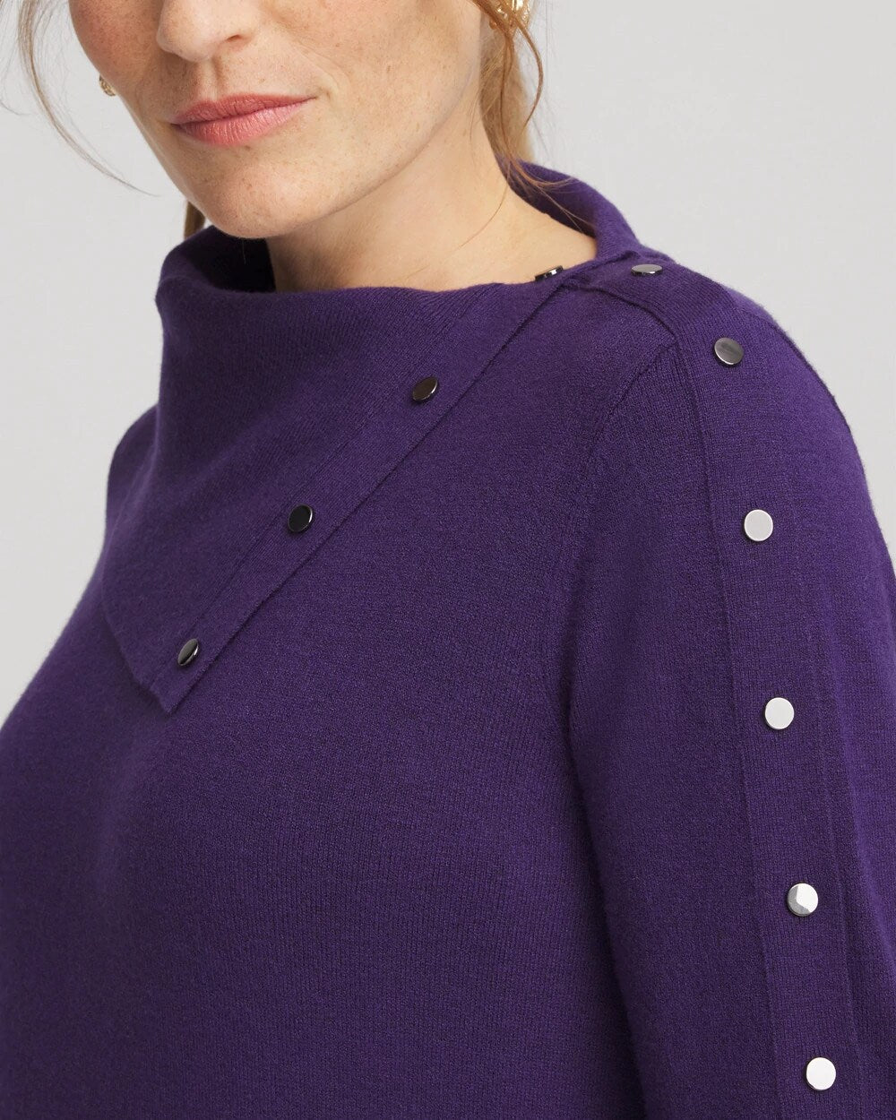 Chico's Zenergy® Luxe Envelope Neck Sweater Purple Elixir