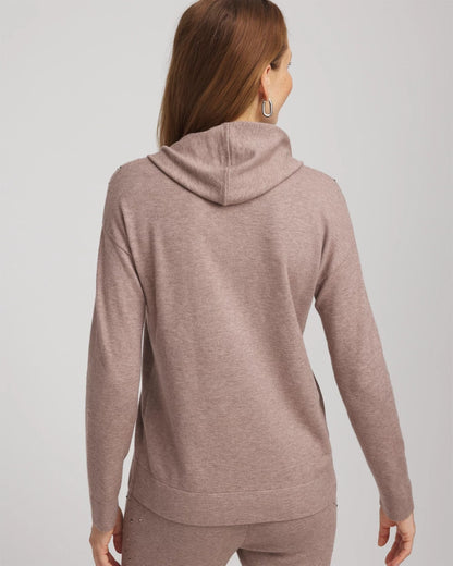 Chico's Zenergy® Luxe Rhinestone Sweater Taupe Heather