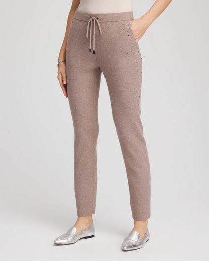 Chico's Zenergy® Luxe Rhinestone Ankle Pants Taupe Heather