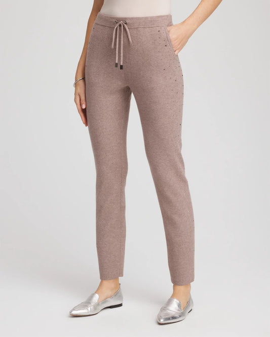 Chico's Zenergy® Luxe Rhinestone Ankle Pants Taupe Heather