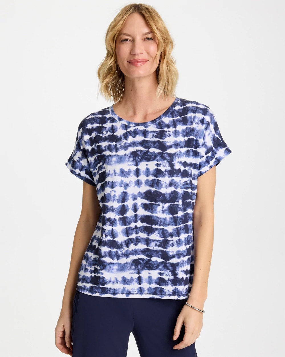 Chico's Zenergy® Tie-Dye Scoop-Neck Tee Passport Blue