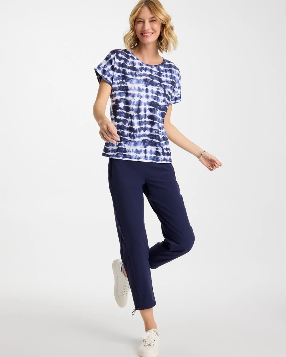 Chico's Zenergy® Tie-Dye Scoop-Neck Tee Passport Blue