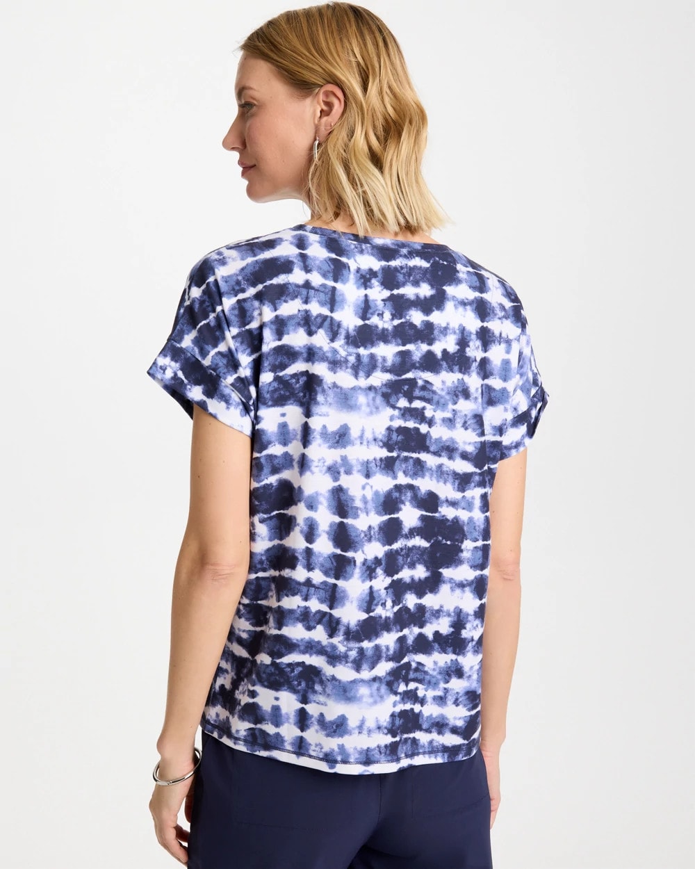 Chico's Zenergy® Tie-Dye Scoop-Neck Tee Passport Blue