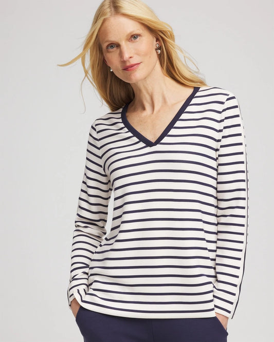 Chico's Zenergy® Soft Striped Top Passport Blue