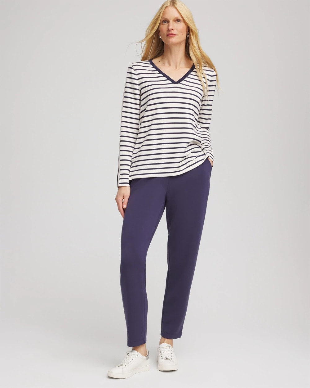 Chico's Zenergy® Soft Striped Top Passport Blue