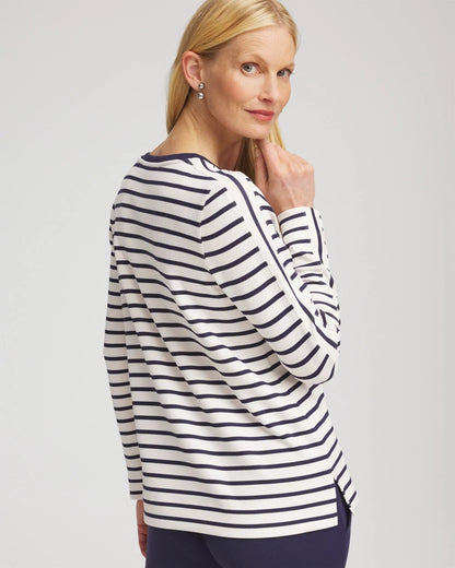 Chico's Zenergy® Soft Striped Top Passport Blue