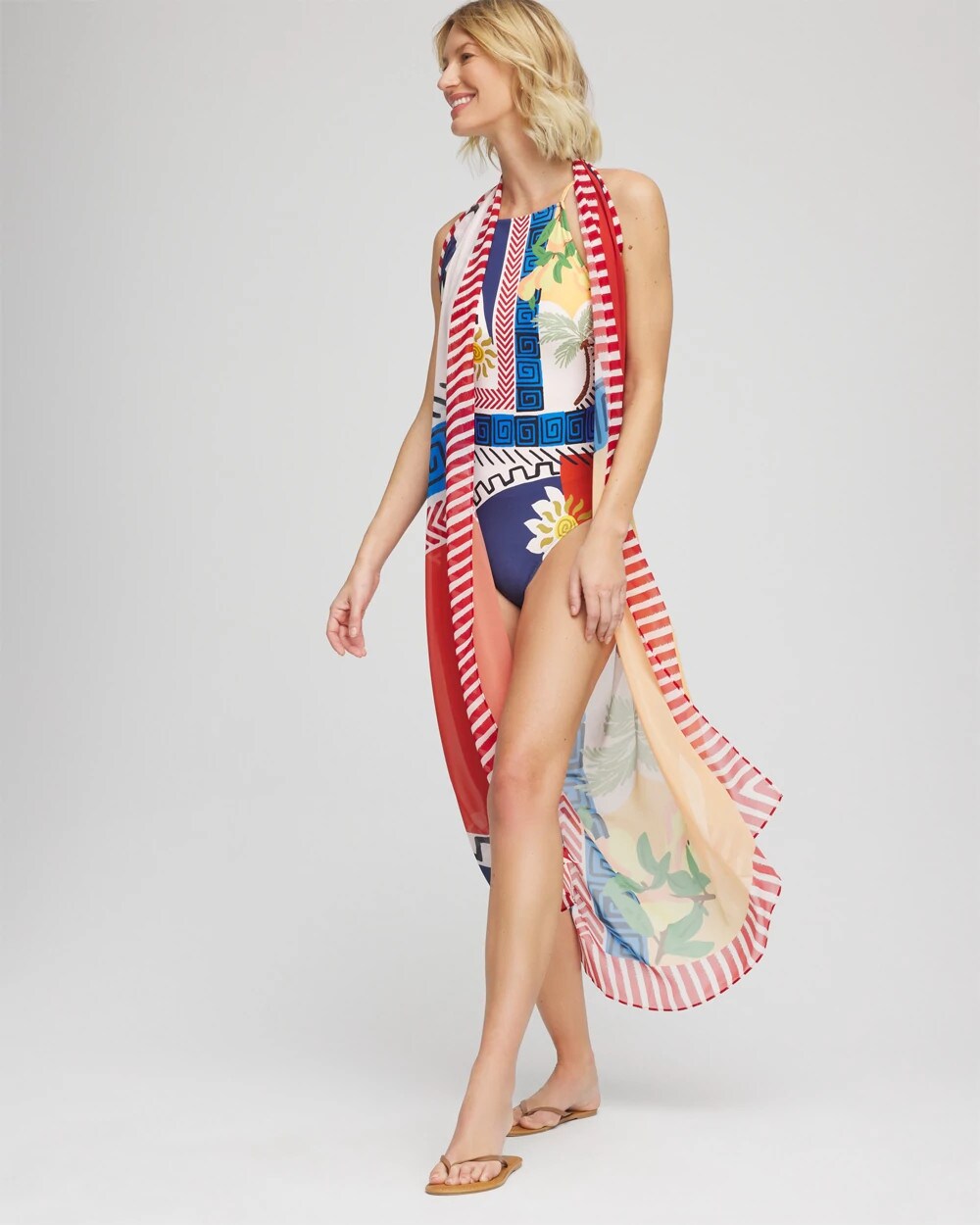 Chico's Gottex Positano Pareo Multi Print