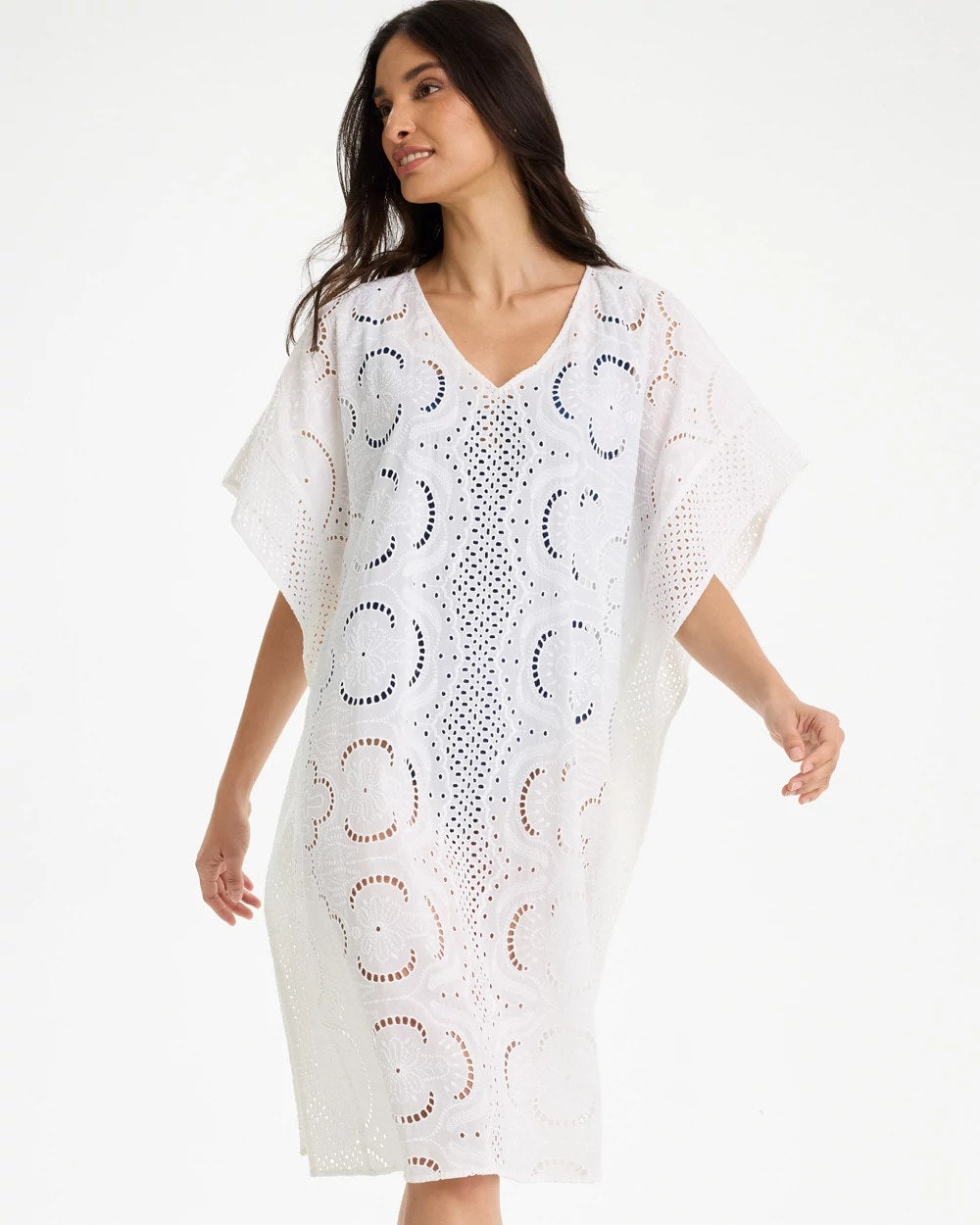Chico's Woven Long Swim Cover-Up Alabaster