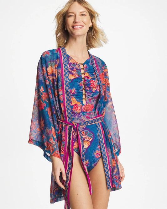 Chico's Miraclesuit® Decoupage Kimono Multi Print