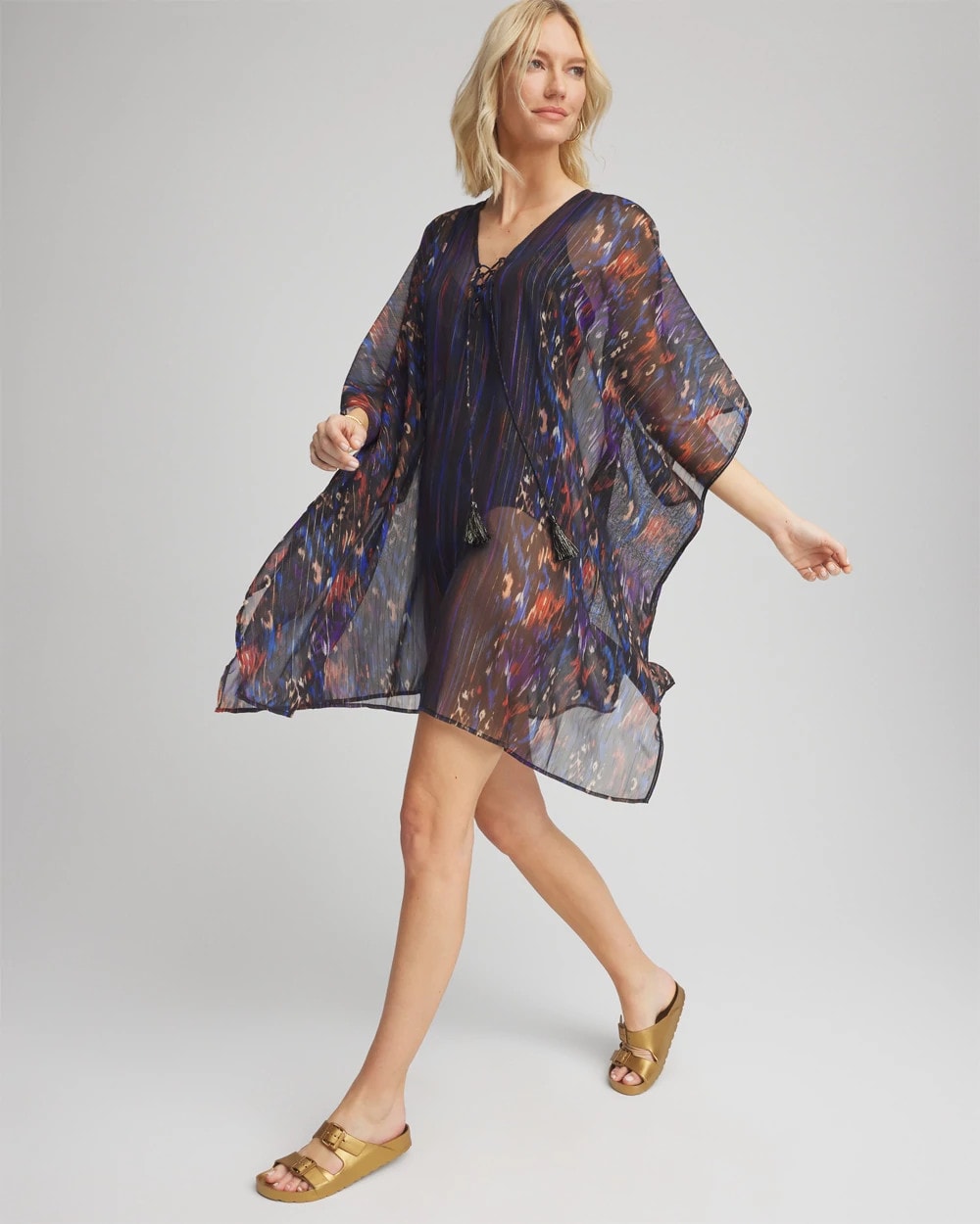 Chico's Miraclesuit® Tapiz Caftan Cover-Up Black/Multi