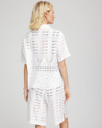 Chico's Swimsuit Cover-Up Short and Shirt Set Alabaster