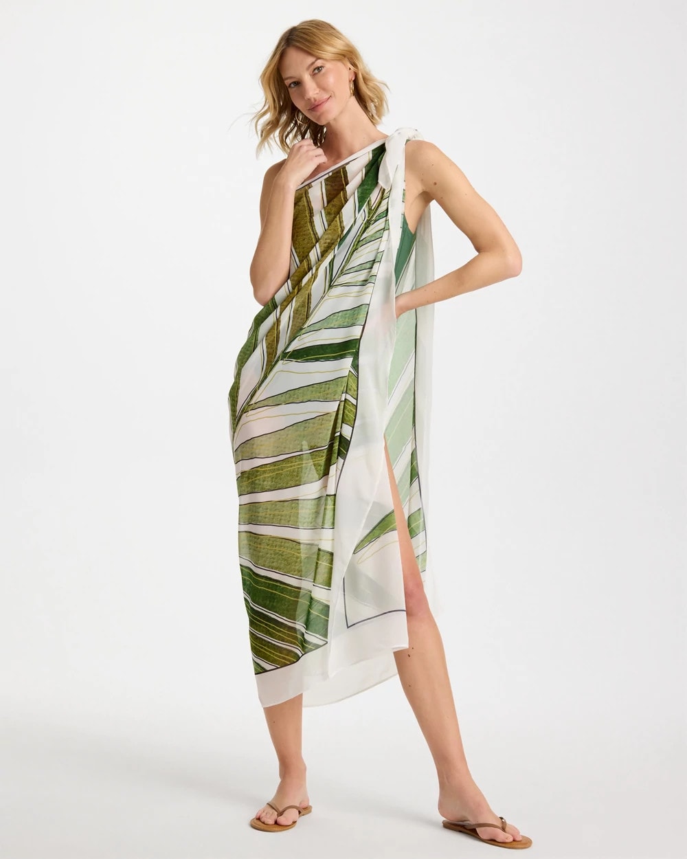 Chico's Gottex Willow Pareo Green Print