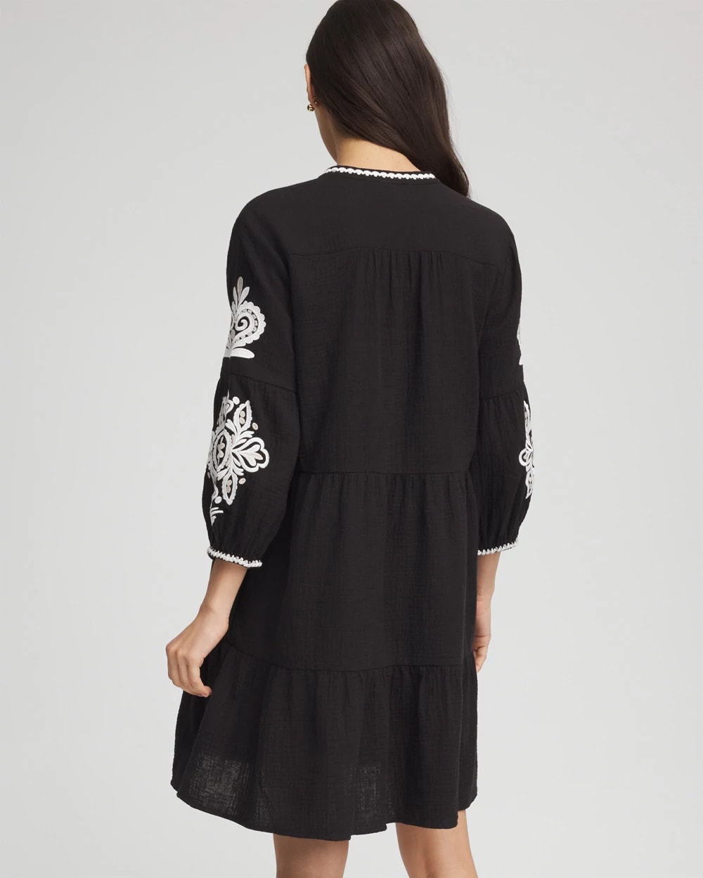 Chico's Woven Embroidered Swim Cover-Up Black