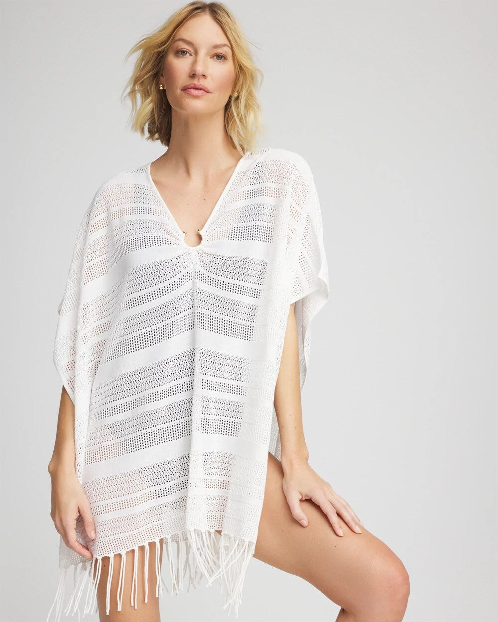 Chico's Sweater Swim Cover-Up Alabaster