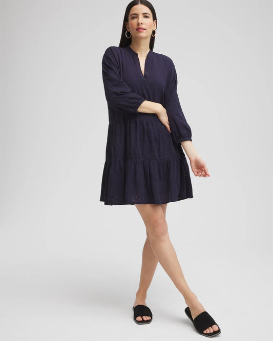 Chico's Embroidered Eyelet Coverup Classic Navy