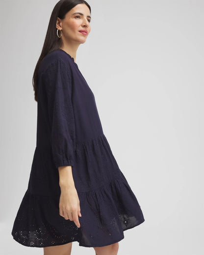 Chico's Embroidered Eyelet Coverup Classic Navy