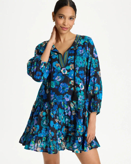 Chico's Secret Garden Beach Dress Black/Multi