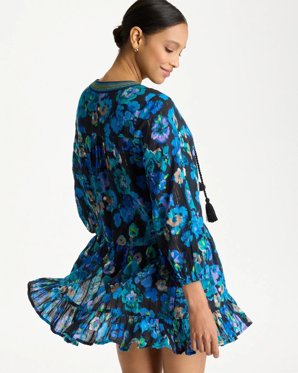 Chico's Secret Garden Beach Dress Black/Multi