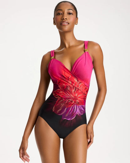 Chico's Miraclesuit® Petali Rosa Pareo Black/Multi
