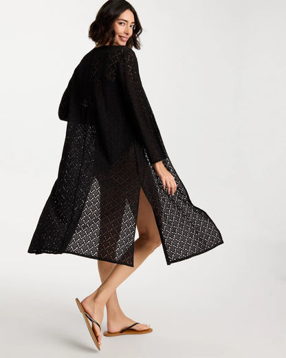Chico's Long Knit Swim Cover-Up Black