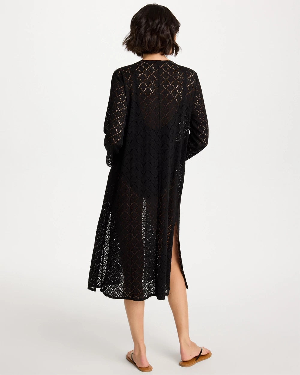 Chico's Long Knit Swim Cover-Up Black