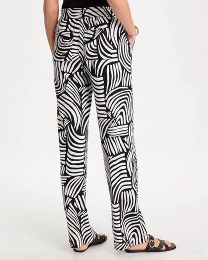 Chico's Geo Pull-On Wide-Leg Linen Pants Alabaster