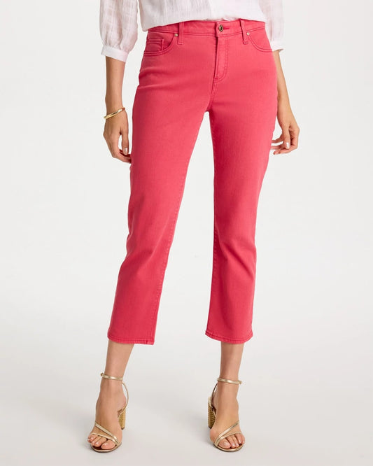 Chico's Girlfriend Roll Cuff Crop Jeans Hot Honeysuckle