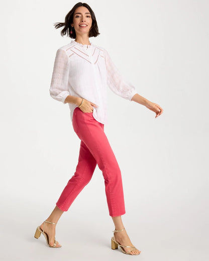 Chico's Girlfriend Roll Cuff Crop Jeans Hot Honeysuckle