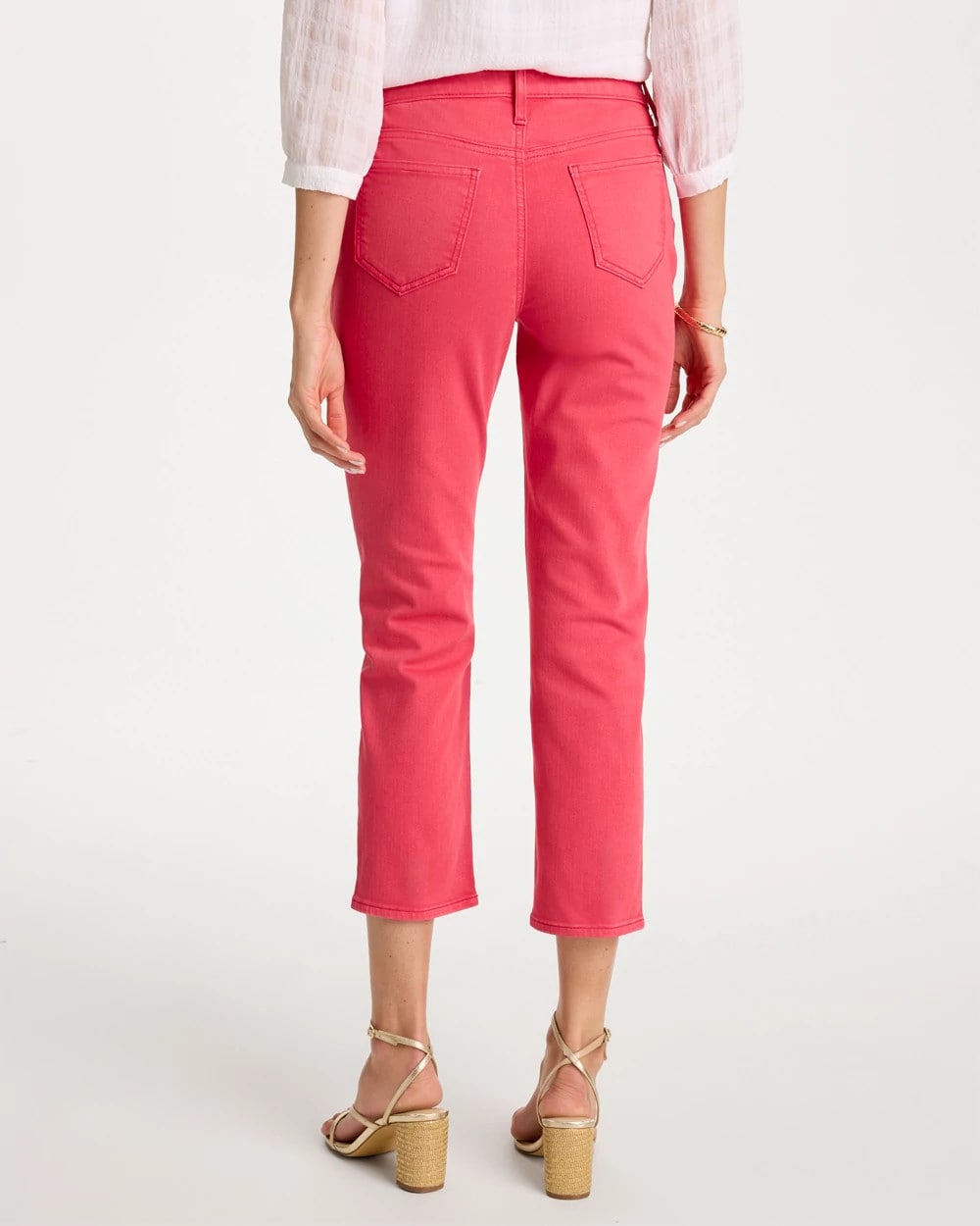 Chico's Girlfriend Roll Cuff Crop Jeans Hot Honeysuckle