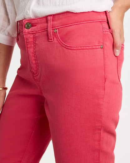 Chico's Girlfriend Roll Cuff Crop Jeans Hot Honeysuckle
