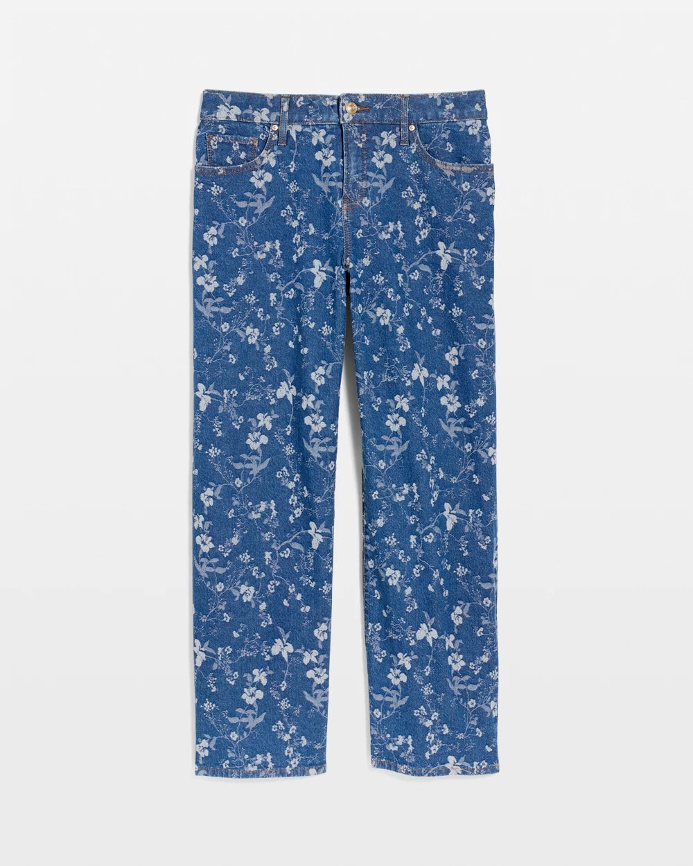 Chico's Girlfriend Wide Floral Crop Jean Indigo