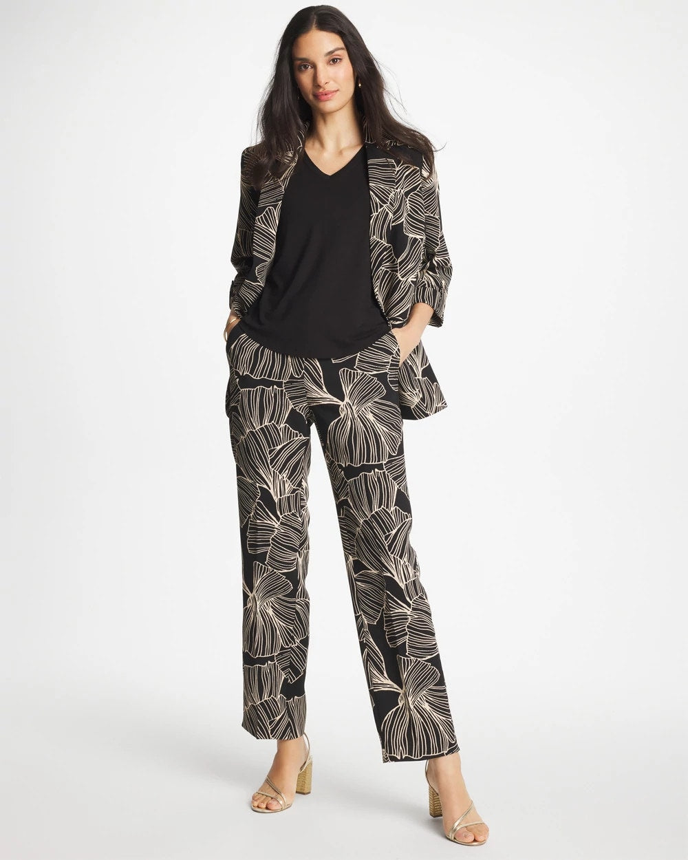 Chico's Ginkgo Crepe Tapered Ankle Pants Black