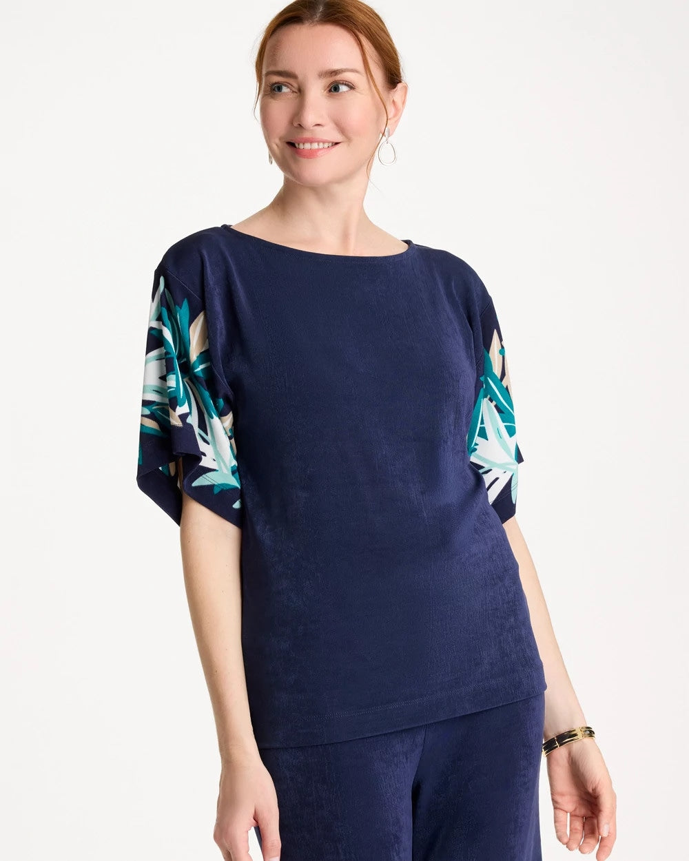 Chico's Travelers™ Printed Kimono Sleeve Top Kings Navy