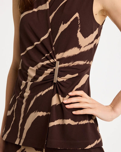 Chico's Travelers™ Zebra Knit Wrap Top Cocoa Bean