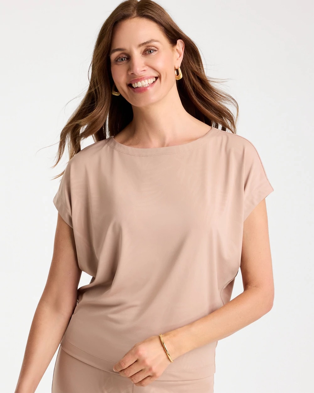 Chico's Travelers™ Palm Embossed Knit Top Mocha Mousse