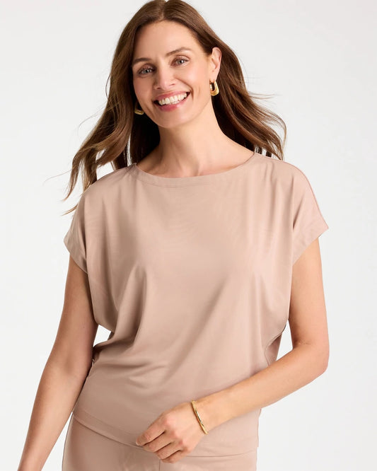 Chico's Travelers™ Palm Embossed Knit Top Mocha Mousse