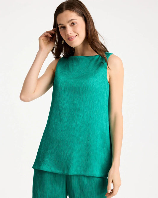 Chico's Travelers™ Crinkle Textured Tank Topanga Green