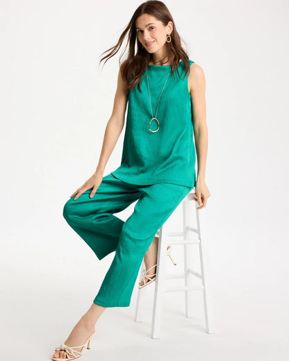 Chico's Travelers™ Crinkle Textured Tank Topanga Green