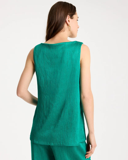 Chico's Travelers™ Crinkle Textured Tank Topanga Green
