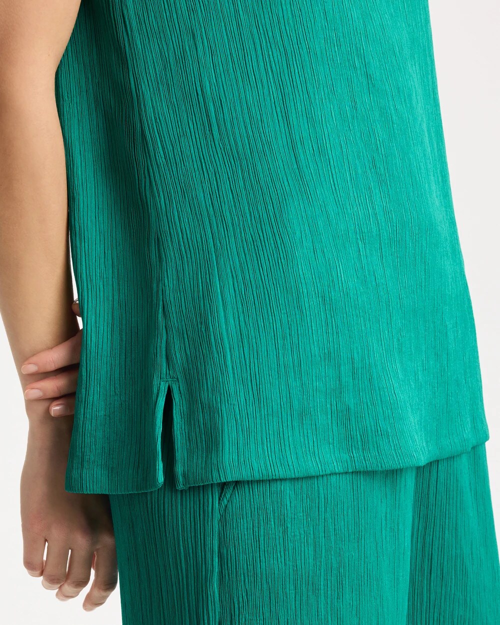Chico's Travelers™ Crinkle Textured Tank Topanga Green