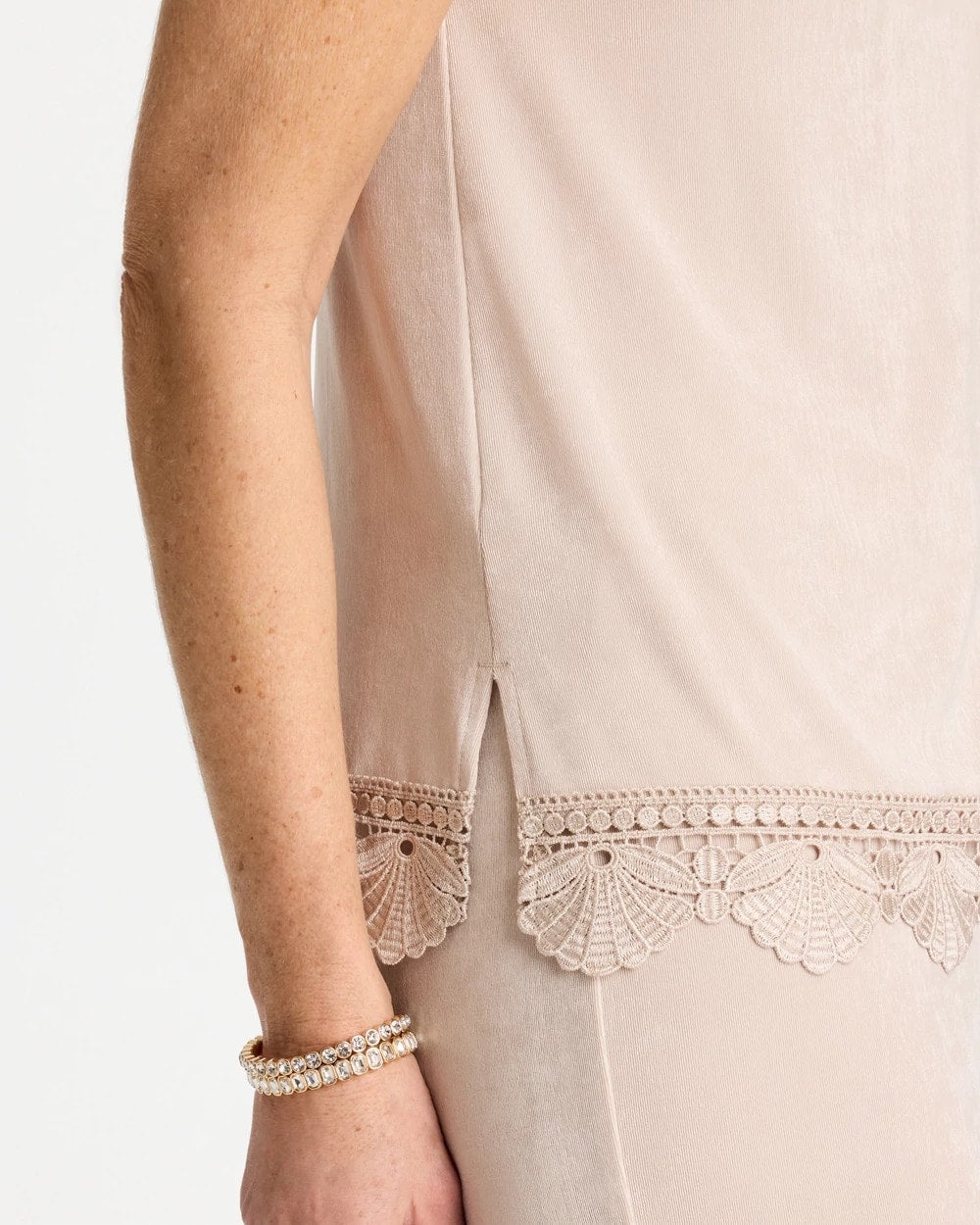 Chico's Travelers™ Scallop Lace Tank Smokey Taupe
