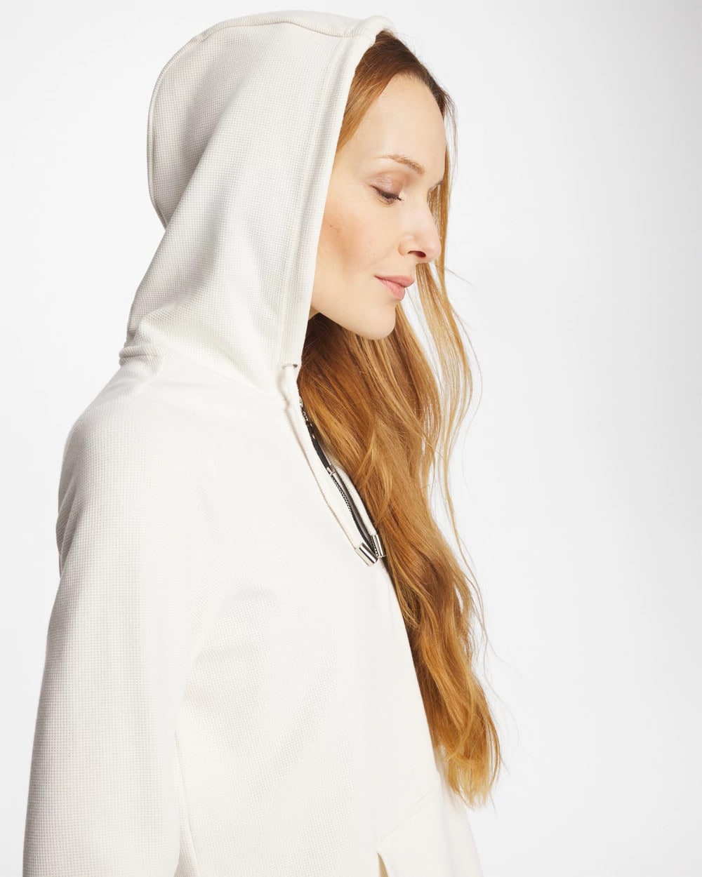 Chico's Zenergy® Soft Waffle Hooded Top Cream
