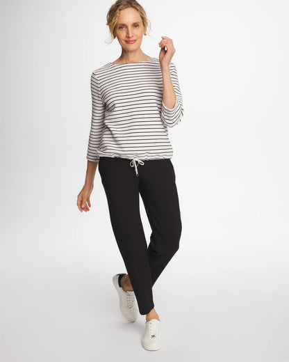 Chico's Zenergy® Striped Ottoman Drawstring Top Black